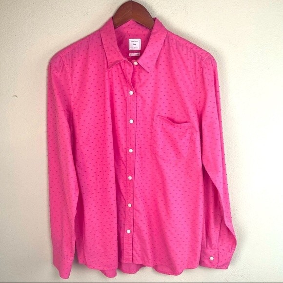 GAP Pink Long Sleeve Button Down Top the Fitted Boyfriend - Picture 1 of 8